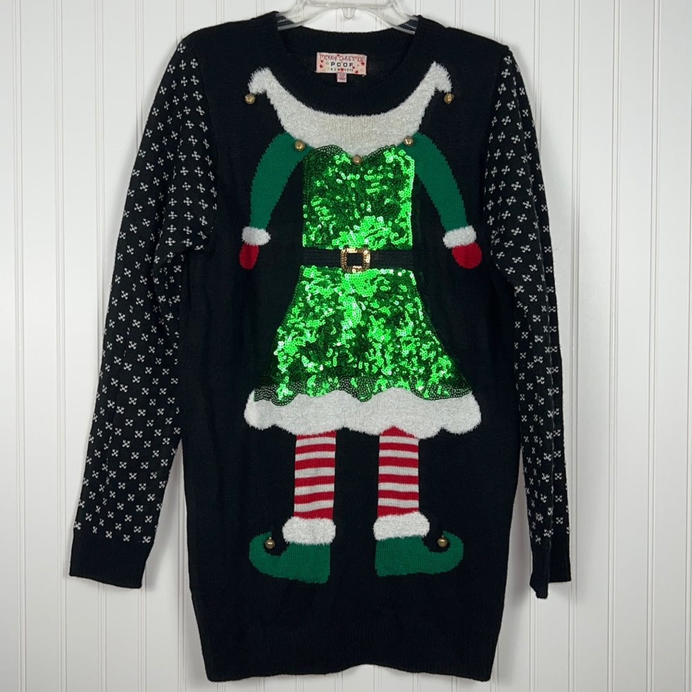 Merry Christmas POOF New York Elf Sweater Dress Size XL
